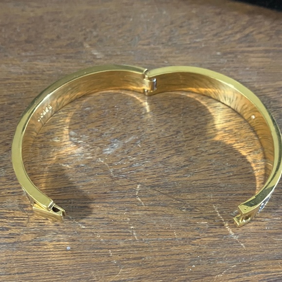 J. Crew Gold Tone and Blue and Green Floral Enamel Bangle Hinge Bracelet - Picture 5 of 5